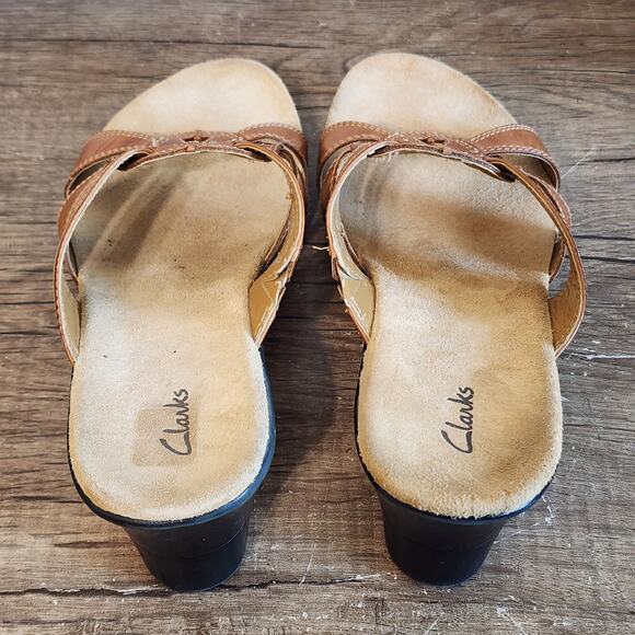 Clarks Calenne Women's Wedge Sandals Shoes Size 9 Brown - Picture 8 of 9